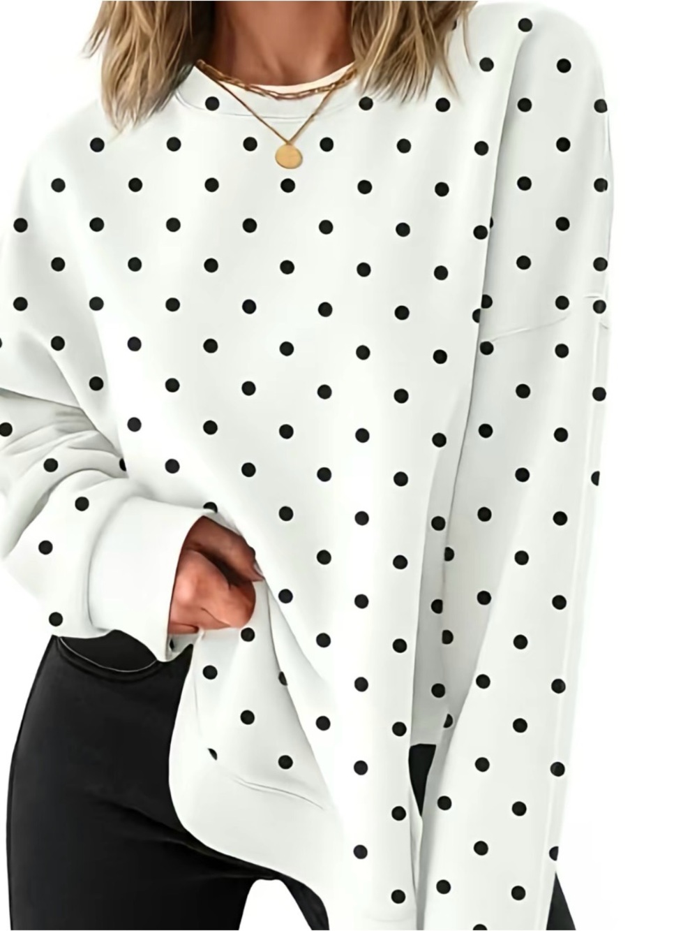 Women's New Small Polka Dot Tunic Sweatshirt By Fisoew